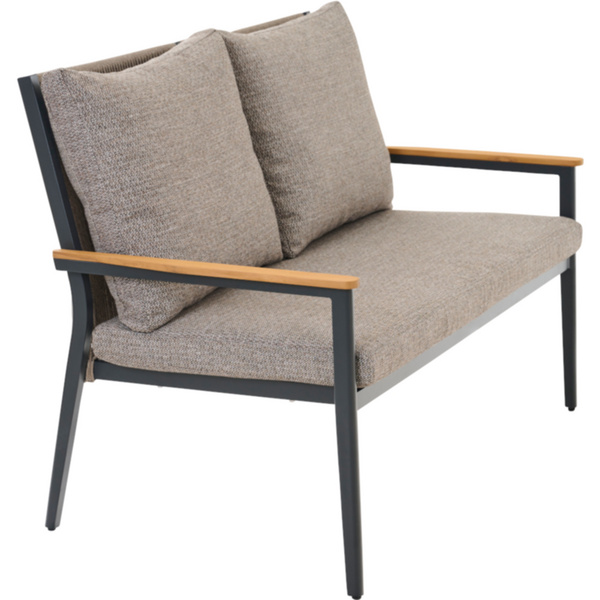 LIGURIA Comfort Plus 2er Bank matt anthrazit/taupe Gest. Alu, Streben Alu anthrazit-mel.