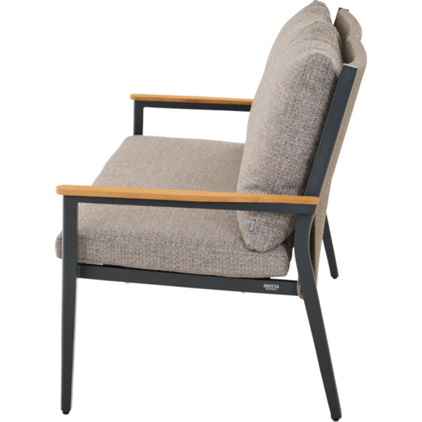 LIGURIA Comfort Plus 2er Bank matt anthrazit/taupe Gest. Alu, Streben Alu anthrazit-mel.