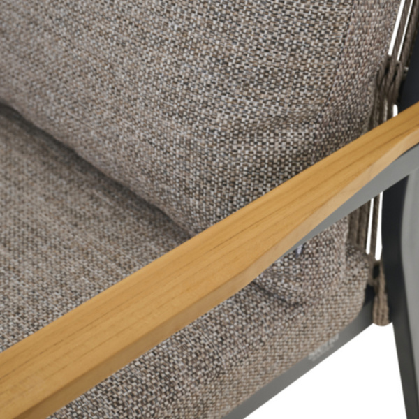 LIGURIA Comfort Plus 2er Bank matt anthrazit/taupe Gest. Alu, Streben Alu anthrazit-mel.