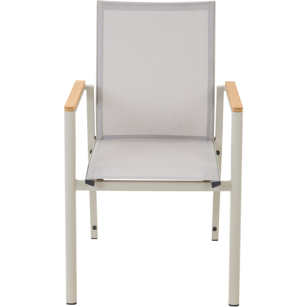 BOLOGNA Stapelsessel, matt seidengrau, Ranotex® taupe-grey + Teamarmlehne Bez. 100% Polypropylen