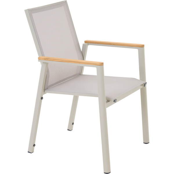 BOLOGNA Stapelsessel, matt seidengrau, Ranotex® taupe-grey + Teamarmlehne Bez. 100% Polypropylen