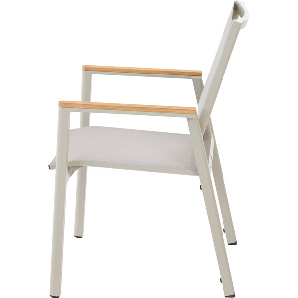 BOLOGNA Stapelsessel, matt seidengrau, Ranotex® taupe-grey + Teamarmlehne Bez. 100% Polypropylen