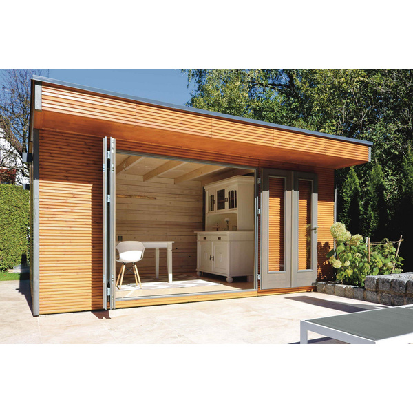 Modulhaus MH2 Cubo 3549 Skand. Fichte / Thermoholz Flachdach, Stärke: 28mm, 490x350cm