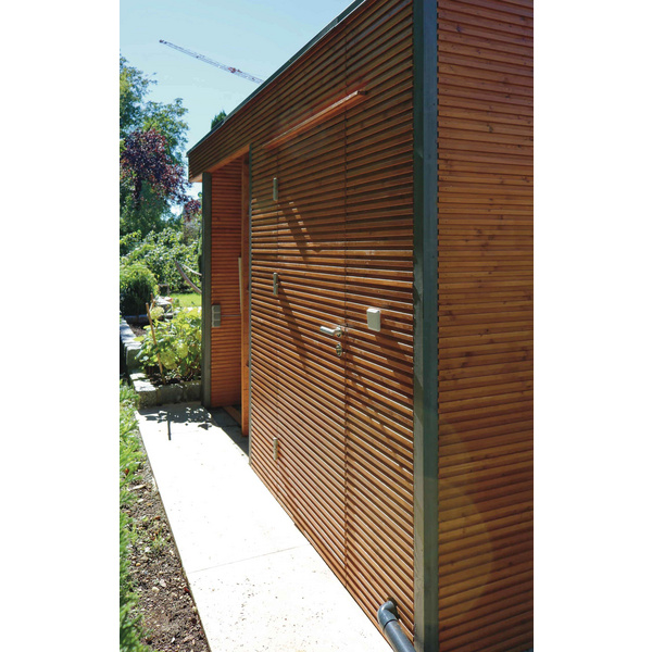 Modulhaus MH2 Cubo 3549 Skand. Fichte / Thermoholz Flachdach, Stärke: 28mm, 490x350cm