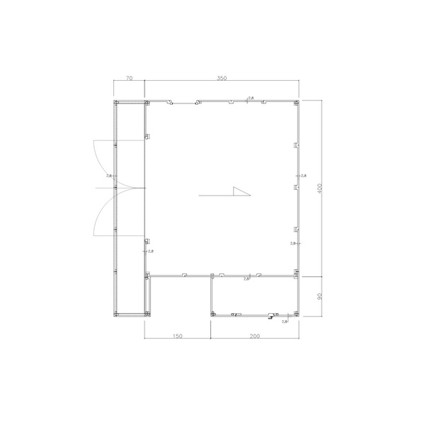 Modulhaus MH2 Cubo 3549 Skand. Fichte / Thermoholz Flachdach, Stärke: 28mm, 490x350cm