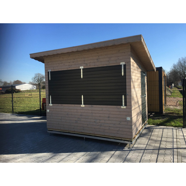 Modulhaus 123-Kiosk-P Skand. Fichte Pultdach, Stärke: 19mm, 300x250cm