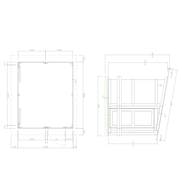 Modulhaus 123-Kiosk-P Skand. Fichte Pultdach, Stärke: 19mm, 300x250cm
