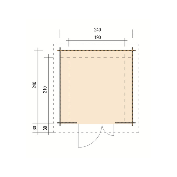 Blockhaus TS-H28-1924 Skand. Fichte Satteldach, Stärke: 28mm, 190x240cm