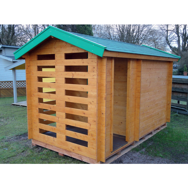 Blockhaus inkl. Holzlege TS-H28-1934 Skand. Fichte Satteldach, Stärke: 28mm, 190x340cm