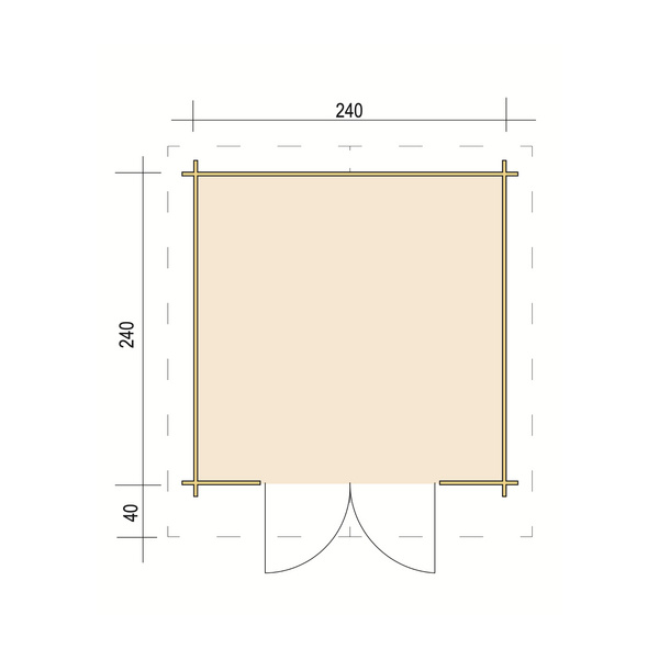 Blockhaus TS-H28-2424-DT Skand. Fichte Satteldach, Stärke: 28mm, 240x240cm