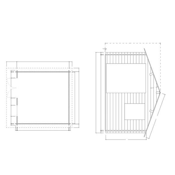 Blockhaus TS-H33-3636-DT-EF Skand. Fichte Satteldach, Stärke: 33mm, 360x360cm