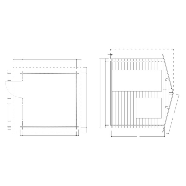 Blockhaus H28-2424-ET-EF Skand. Fichte Satteldach, Stärke: 28mm, 240x240cm