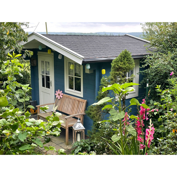 Blockhaus H28-3030-ET-EF Skand. Fichte Satteldach, Stärke: 28mm, 300x300cm