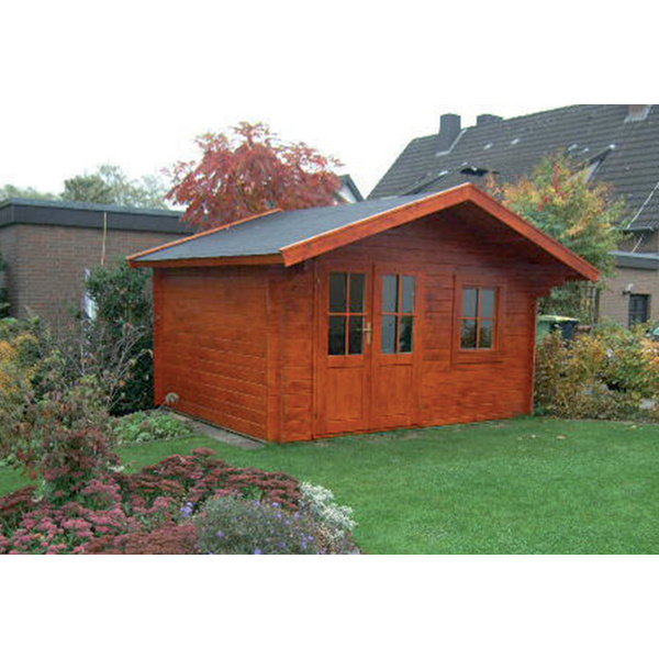 Blockhaus H28-3838-DT-EF Skand. Fichte Satteldach, Stärke: 28mm, 380x380cm