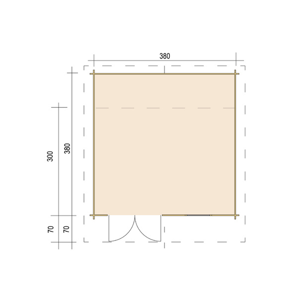 Blockhaus H28-3838-DT-EF Skand. Fichte Satteldach, Stärke: 28mm, 380x380cm