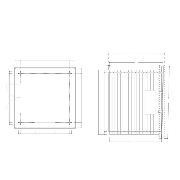 Blockhaus H28-2424F-DT-EF Skand. Fichte Flachdach, Stärke: 28mm, 240x240cm