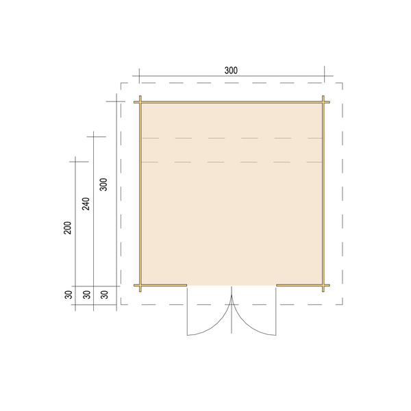 Blockhaus H28-3024P-DT Skand. Fichte Pultdach, Stärke: 28mm, 300x240cm