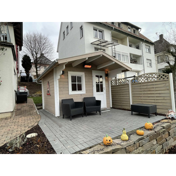 Blockhaus H45-3030-ET-EF Skand. Fichte Satteldach, Stärke: 45mm, 300x300cm