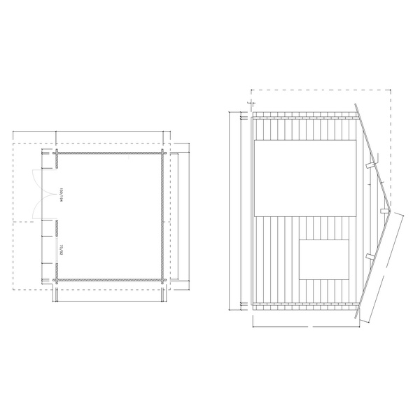 Blockhaus H45-3630-DT-EF Skand. Fichte Satteldach, Stärke: 45mm, 360x300cm