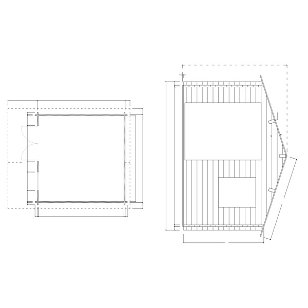 Blockhaus H45-3636-DT-EF Skand. Fichte Satteldach, Stärke: 45mm, 360x360cm