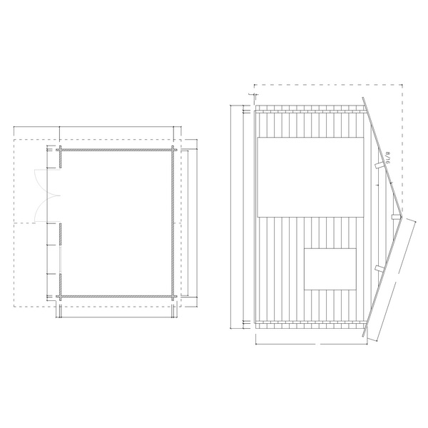 Blockhaus H45-3930-DT-EF Skand. Fichte Satteldach, Stärke: 45mm, 390x300cm