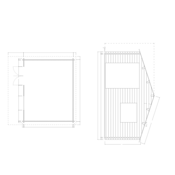 Blockhaus H45-4839-DT-DF Skand. Fichte Satteldach, Stärke: 45mm, 485x390cm