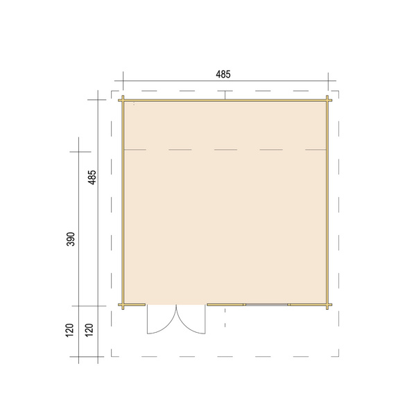 Blockhaus H45-4848-DT-DF Skand. Fichte Satteldach, Stärke: 45mm, 485x485cm