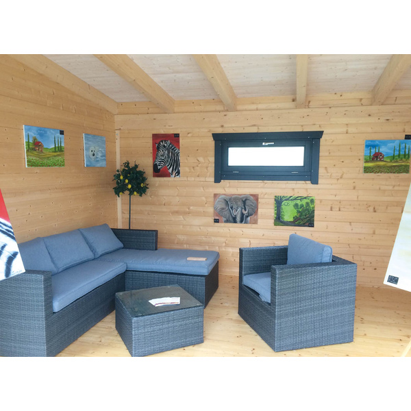 Blockhaus Monaco Skand. Fichte Pultdach, Stärke: 45mm, 450x450cm