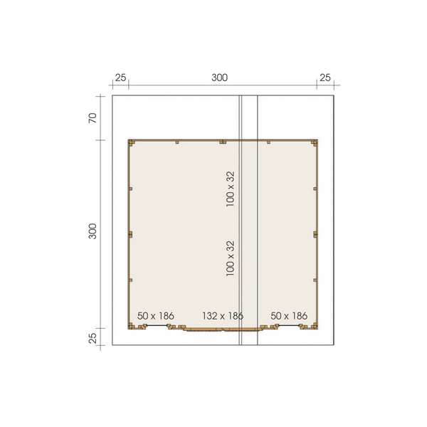 Modulhaus MH2 3030 DP Skand. Fichte Doppelpultdach, Stärke: 19mm, 300x300cm