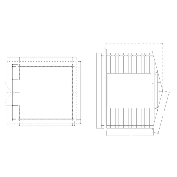 Blockhaus H28-3030-DT Skand. Fichte Satteldach, Stärke: 28mm, 300x300cm