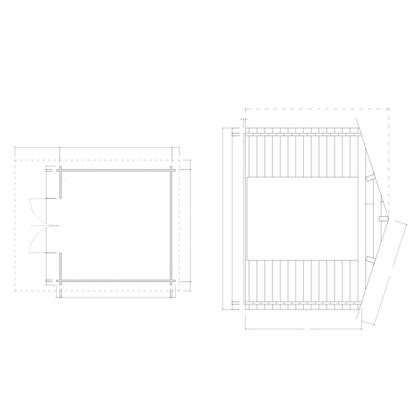 Blockhaus H45-3030-DT Skand. Fichte Satteldach, Stärke: 45mm, 300x300cm