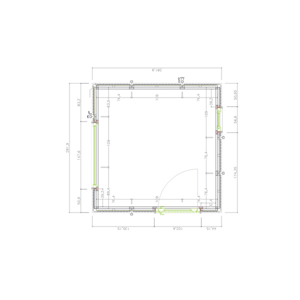 Modulhaus MH 2828 S Skand. Fichte Satteldach, Stärke: 25mm, 282x282cm