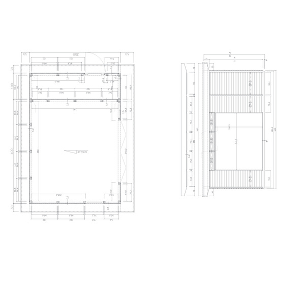 Gartenhaus Cara Easy 3540 F Skand. Fichte / Thermoholz Flachdach, Stärke: 25mm, 500x350cm