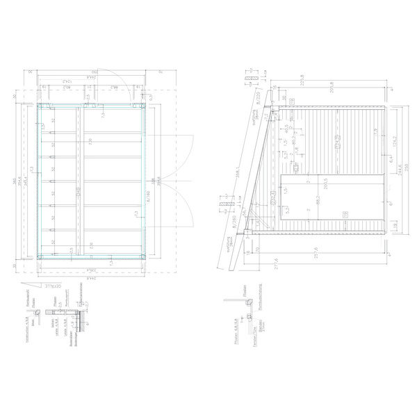 Gartenhaus Cara Yoga 2536 P+70 VD Skand. Fichte / Thermoholz Pultdach, Stärke: 25mm, 360x250cm