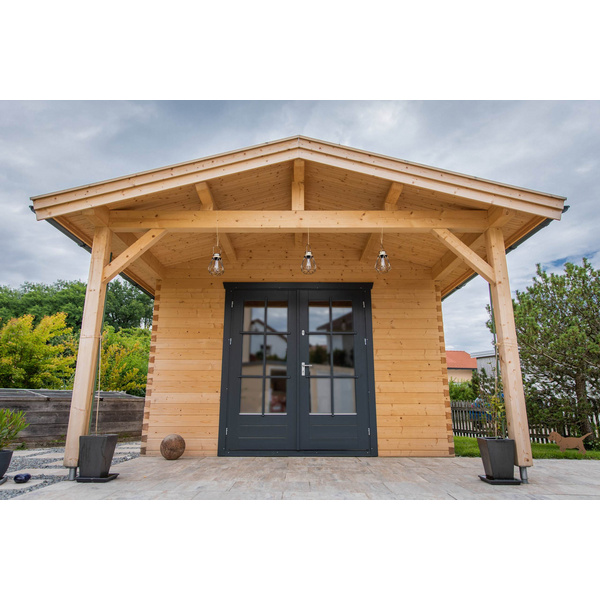 Blockhaus Tiroler Schloß Steiermark Skand. Fichte Satteldach, Stärke: 70mm, 380x380cm