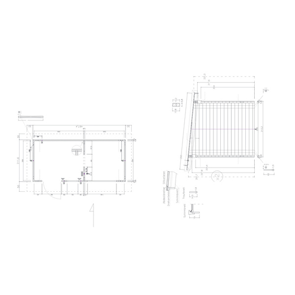 Sauna Blockhaus Tiroler Schloß Grünwald Skand. Fichte Pultdach, Stärke: 58mm, 467x212cm