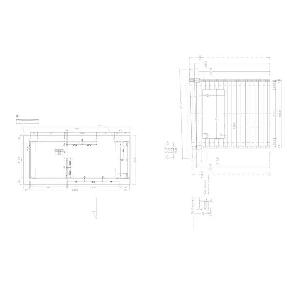 Sauna Blockhaus Tiroler Schloß Rimini Skand. Fichte Flachdach, Stärke: 58mm, 509x212cm
