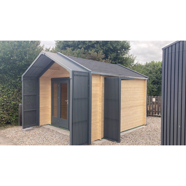 Blockhaus H28-3030-DT-2FT-EF Skand. Fichte Satteldach, Stärke: 28mm, 300x300cm