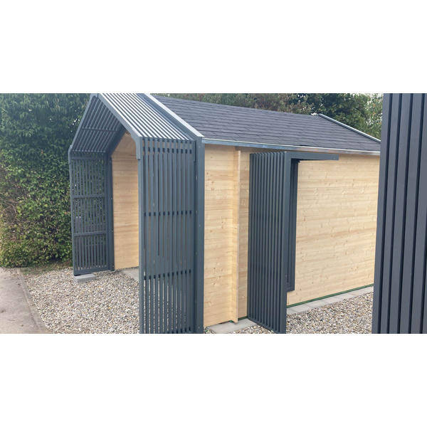 Blockhaus H28-3030-DT-2FT-EF Skand. Fichte Satteldach, Stärke: 28mm, 300x300cm