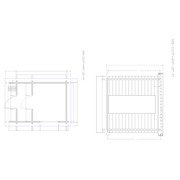 Saunablockhaus H58-2227F+40VT-2ET-FF Skand. Fichte FD, Stärke: 58mm, 220x279cm
