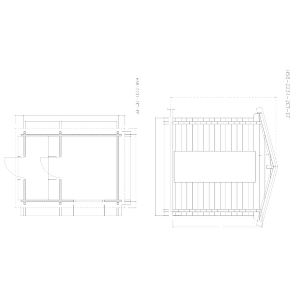 Saunablockhaus H58-2231-2ET-FF Skand. Fichte SD, Stärke: 58mm, 220x310cm