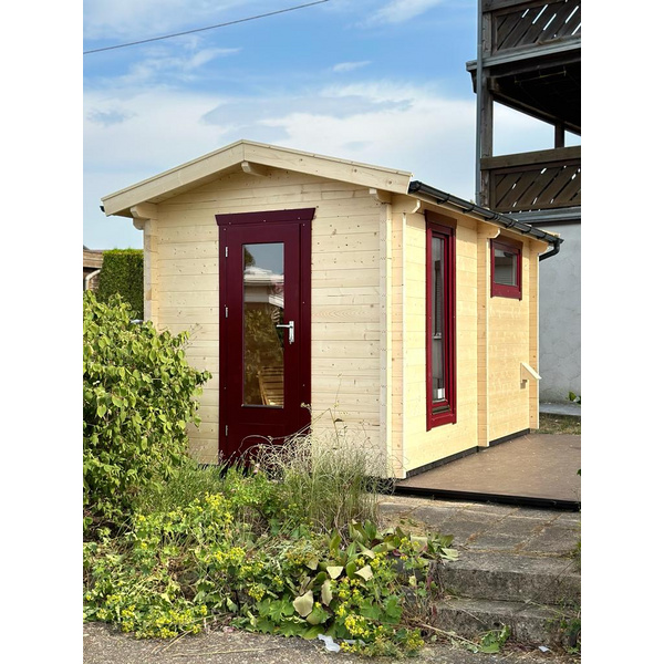 Saunablockhaus H58-2240-2ET-EF-FF Skand. Fichte SD, Stärke: 58mm, 220x400cm