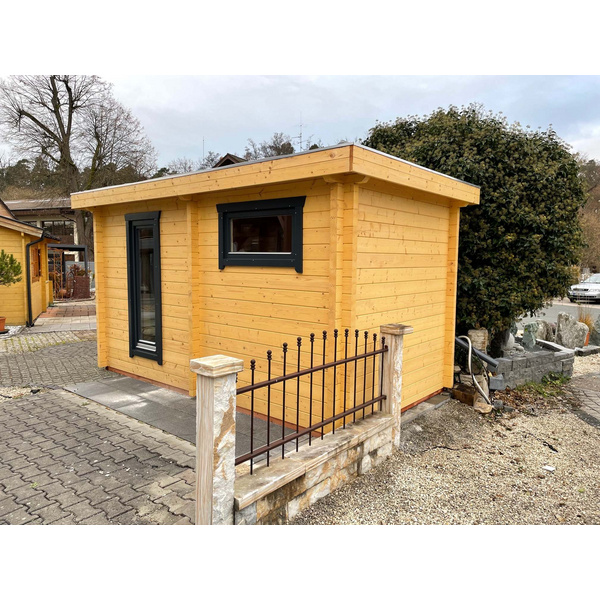 Saunablockhaus H70-2240F-2ET-EF-FF Skand. Fichte FD, Stärke: 70mm, 220x400cm