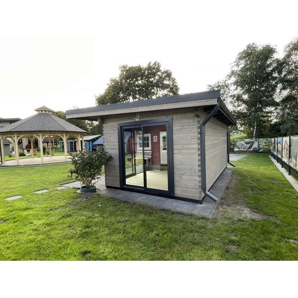 Blockhaus Tiroler Schloß BBQHouse Skand. Fichte Pultdach, Stärke: 58mm, 620x340cm