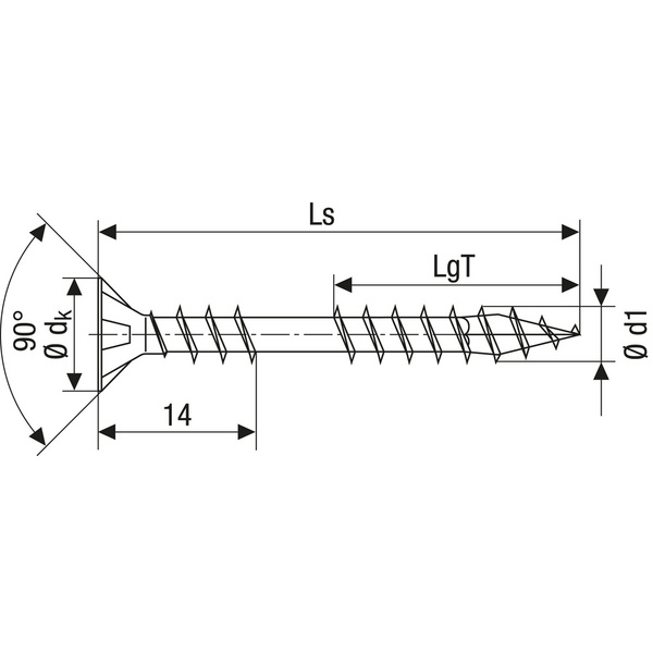 Verlegeschraube FG Senkkopf T-STAR plus T20 4CUT WIROX FH