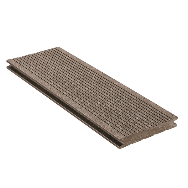 Terrassendiele WPC Hohlkammer Schwarzbraun einseitig genutet, einseitig geriffelt, längsseitige Nut, DIE KOMPAKTE - 21 x 139 mm