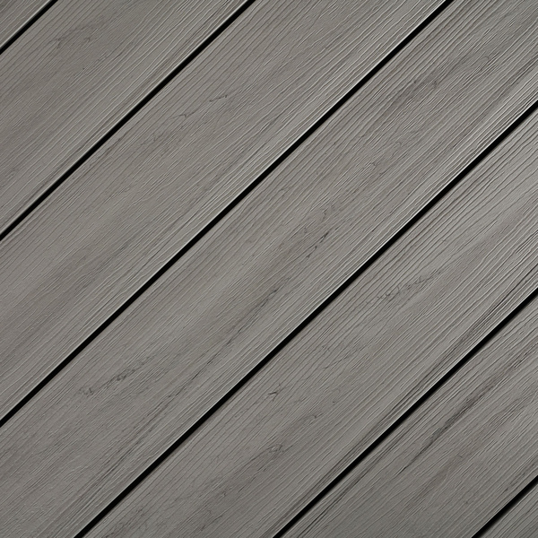 Terrassendiele WPC massiv Graphitgrau einseitig Holzstruktur, längsseitige Nut, Piazza Prima - 19 x 140 mm