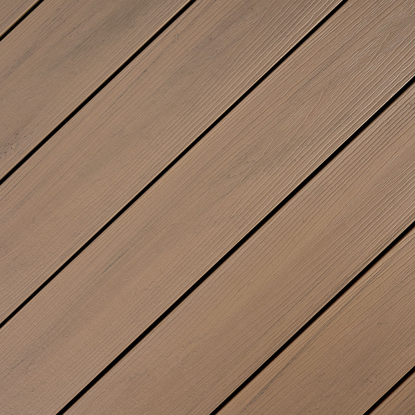 Terrassendiele WPC massiv Muskat einseitig Holzstruktur, längsseitige Nut, Piazza Prima - 19 x 140 mm