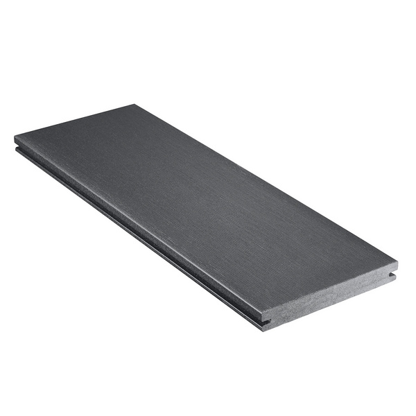Terrassendiele WPC massiv Lavagrau einseitig Holzstruktur, einseitig glatt, längsseitige Nut, DIE URBANE FLAIR - 21 x 162 mm