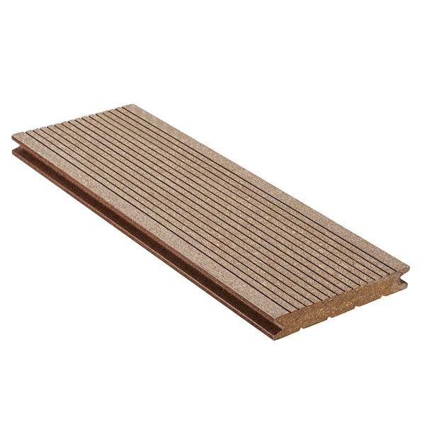 Terrassendiele WPC massiv Braun einseitig genutet, einseitig geriffelt, Clipmontage_unterseitig Nut, DIE KOMPAKTE - 21 x 139 mm